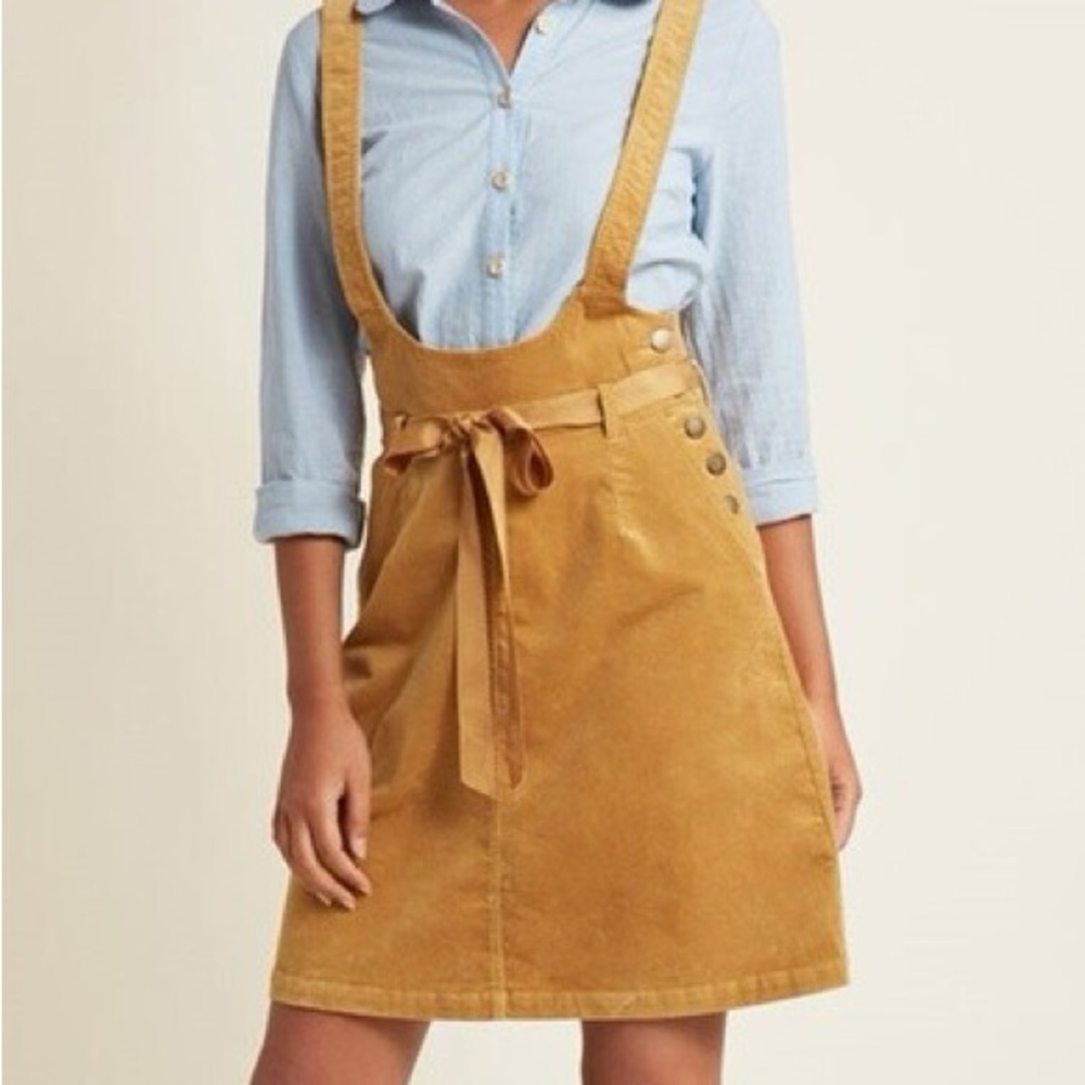 ModCloth Golden Mustard Corduroy Overalls / Pinafore Skirt